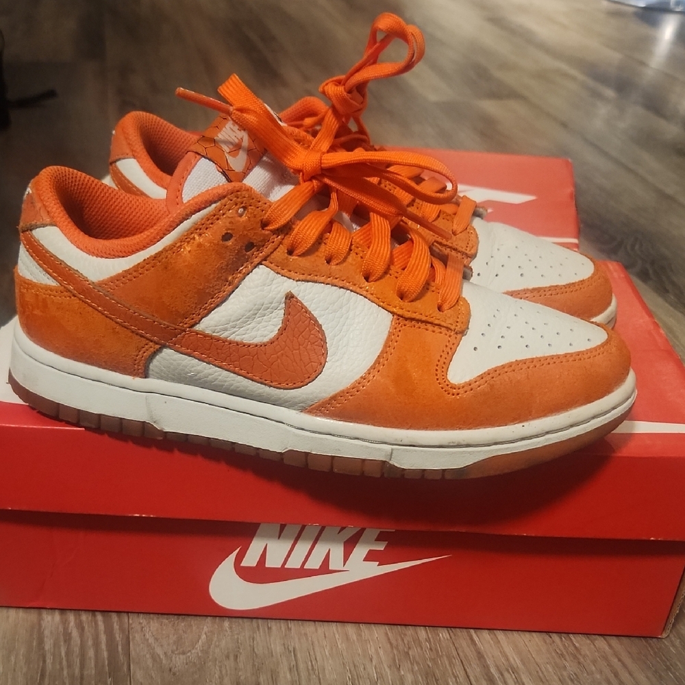 Nike Orange and White Low-Top Sneakers
